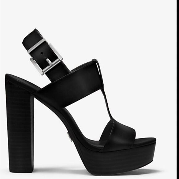 Michael Kors Becker Burnished Leather Platform Sandals Size 10 - Picture 1 of 6